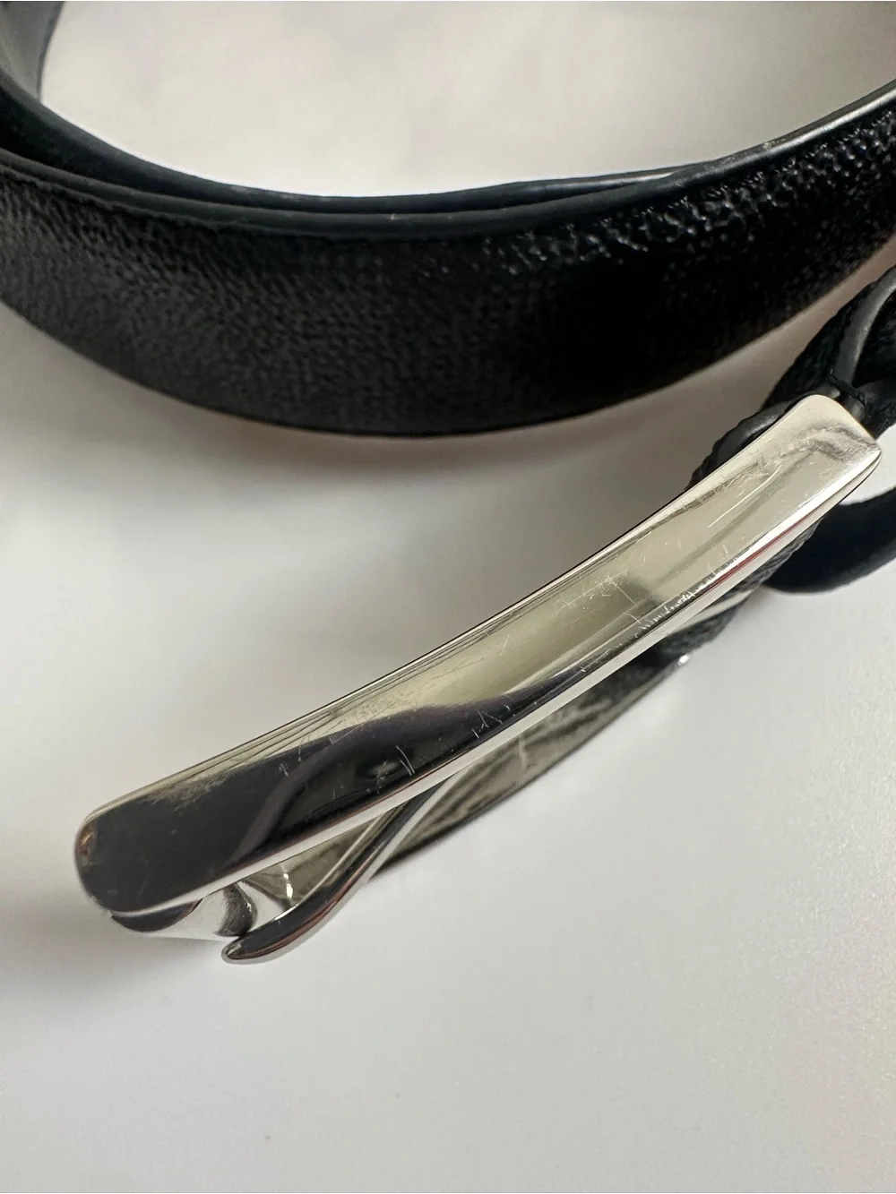 Michael Kors Black Leather Men's Belt with Silver-Tone Buckle